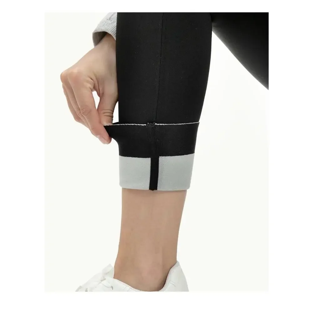 Women’s Warm Leggings Winter Fleece Lined Windproof Full Length Legging Black XL